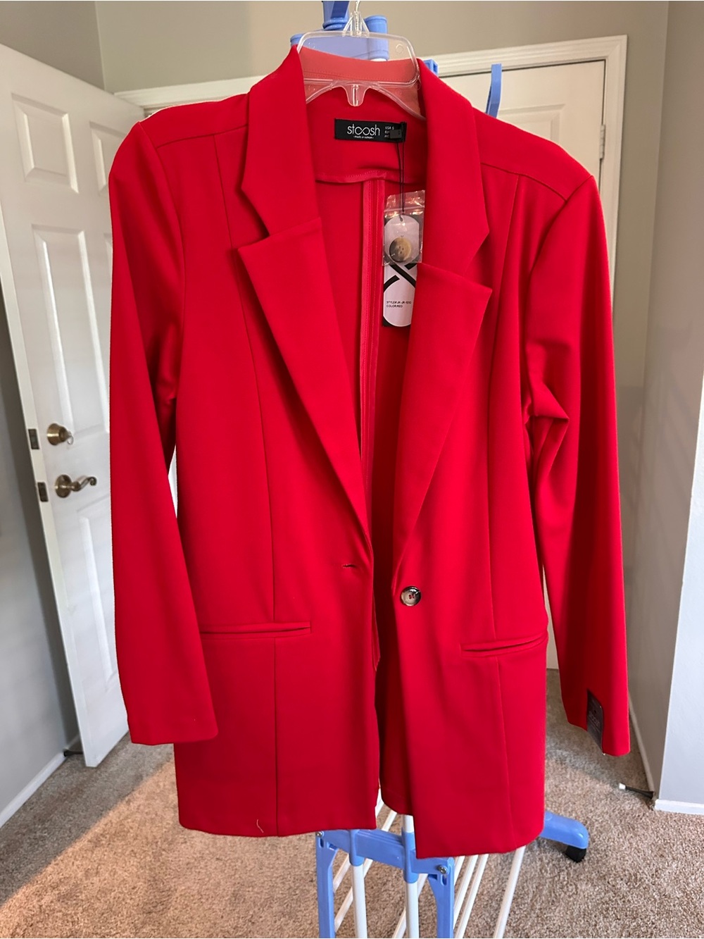 Stoosh Bold Red Long Blazer Jacket